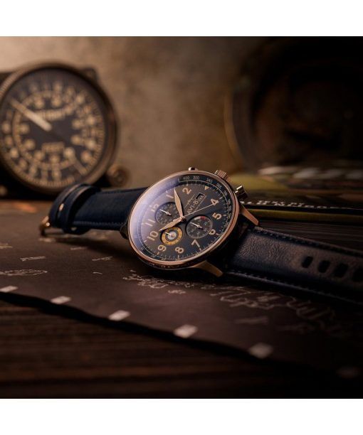 AVI-8 Hawker Hurricane Classic Chronograph Regent Blue Leather Strap Blue Dial Quartz AV-4011-0Q Men's Watch