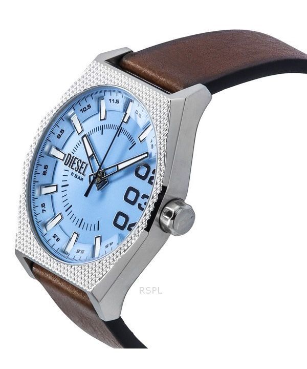 Diesel Scraper Leather Strap Blue Dial Quartz DZ2174 Men's Watch