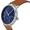 Skagen Kuppel Brown Leather Strap Blue Dial Quartz SKW6888 Men's Watch