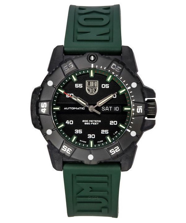 Luminox Master Carbon SEAL Green Rubber Strap Black Dial Swiss Automatic Diver's XS.3877 200M Men's Watch