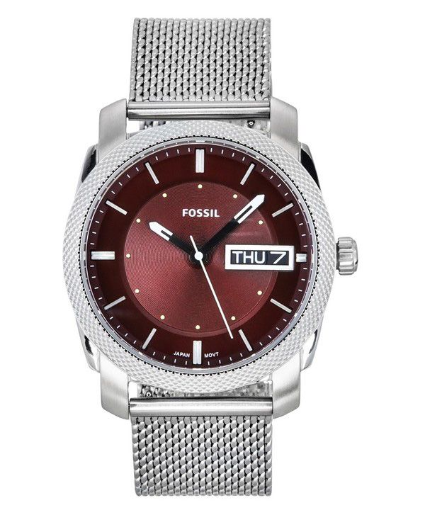 Fossil Machine Stainless Steel Burgundy Dial Quartz FS6014 Men's Watch