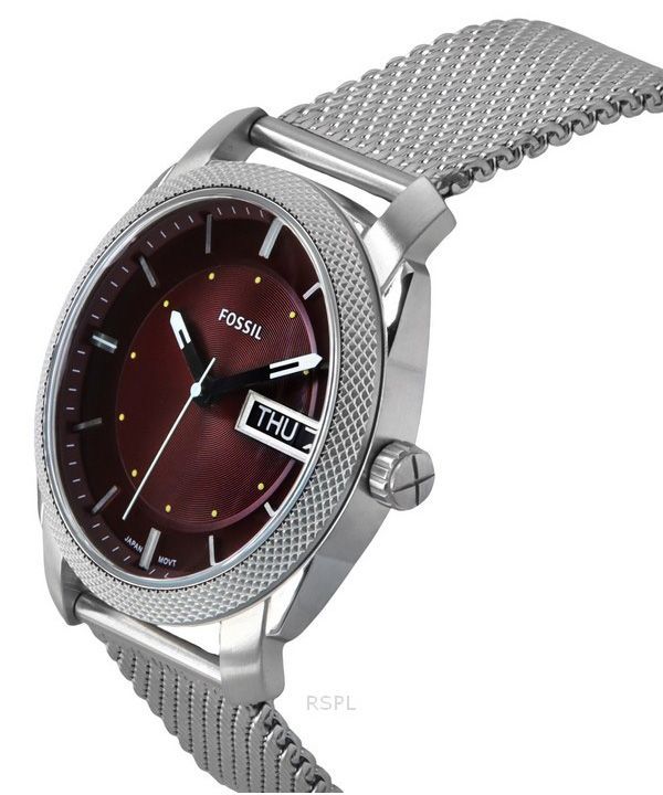 Fossil Machine Stainless Steel Burgundy Dial Quartz FS6014 Men's Watch