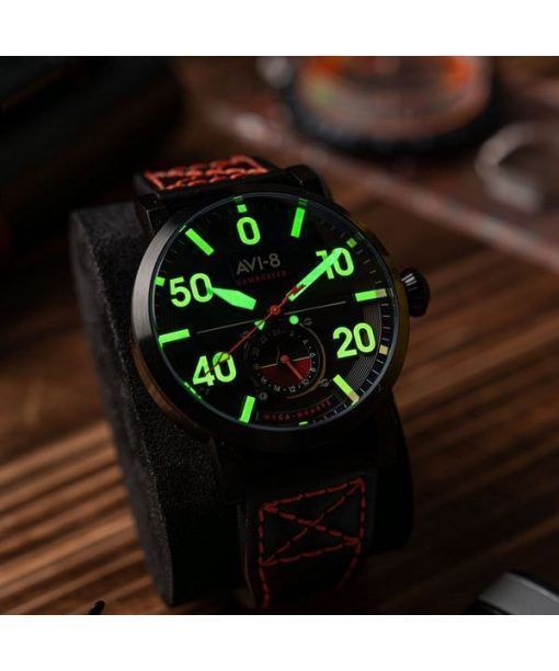 AVI-8 Dambuster Chadwick Meca-Quartz Coal Black Leather Strap Black Dial AV-4113-03 Men's Watch