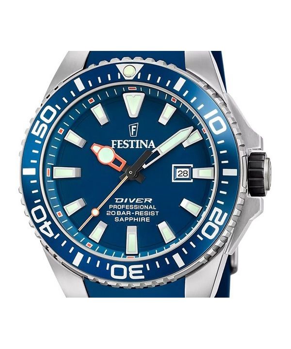 Festina The Originals Rubber Strap Blue Dial Quartz Diver's F20664-1 200M Men's Watch