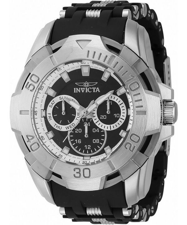 Invicta Sea Spider Stainless Steel And Polyurethane Strap Black Dial Quartz 44120 100M Men's Watch