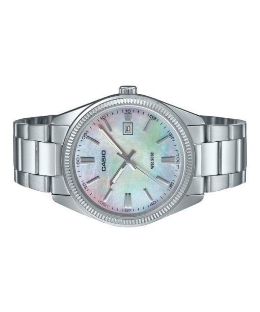 Casio Standard Analog Ion Plated Stainless Steel Mother Of Pearl Quartz MTP-1302DS-7AV Men's Watch