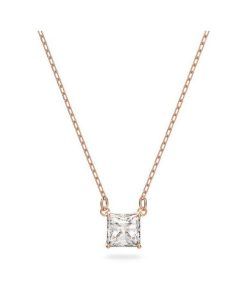 Swarovski Stilla Attract Clear Crystals And Rose Gold Tone Necklace 5510698 For Women