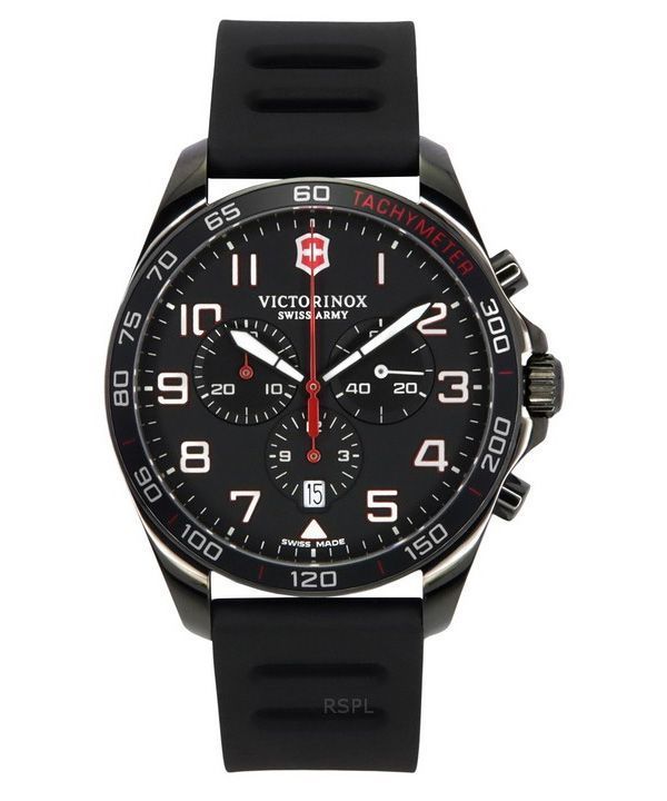Victorinox Swiss Army Fieldforce Sport Chronograph Rubber Strap Black Dial Quartz 241889 100M Men s Watch Zetamarket