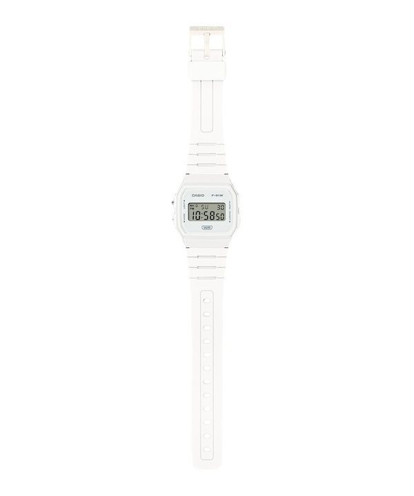 Casio Pop Digital Bio-Based White Resin Strap Quartz F-91WB-7A 100M Unisex Watch