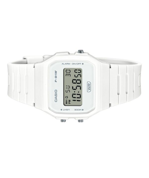 Casio Pop Digital Bio-Based White Resin Strap Quartz F-91WB-7A 100M Unisex Watch