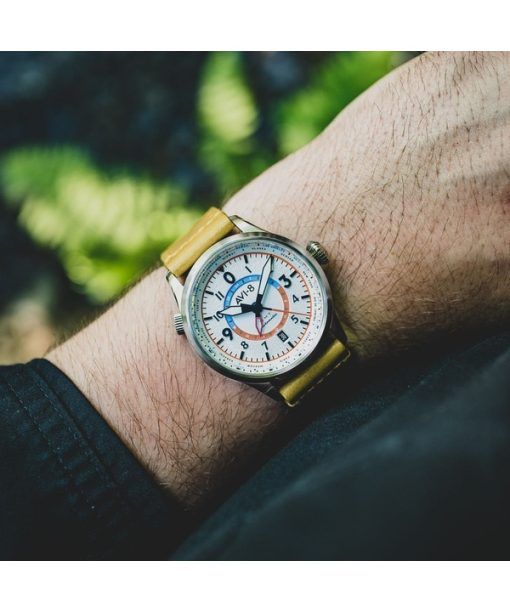 AVI-8 Flyboy Wingman Worldtimer GMT Automatic Sand Green Strap Cream Dial AV-4120-02 Men's Watch With Extra Strap