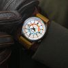 AVI-8 Flyboy Wingman Worldtimer GMT Automatic Sand Green Strap Cream Dial AV-4120-02 Men's Watch With Extra Strap