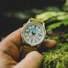 AVI-8 Flyboy Wingman Worldtimer GMT Automatic Sand Green Strap Cream Dial AV-4120-02 Men's Watch With Extra Strap