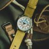 AVI-8 Flyboy Wingman Worldtimer GMT Automatic Sand Green Strap Cream Dial AV-4120-02 Men's Watch With Extra Strap