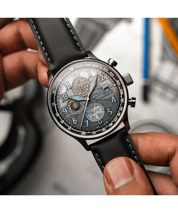 AVI-8 Hawker Hurricane Inkdial Chronograph Limited Edition Grey Dial Quartz AV-4123-01 Men's Watch With Extra Strap