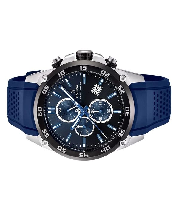 Festina The Originals Chronograph Rubber Strap Blue Dial Quartz F20330-A 100M Men's Watch