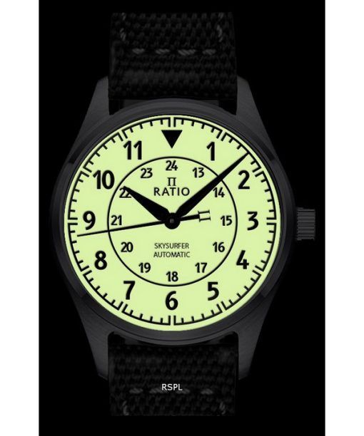 Ratio Skysurfer Pilot Full Luminous Dial Leather Automatic RTS316 200M Mens Watch
