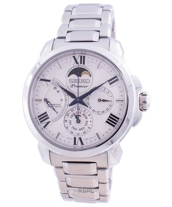 Refurbished Seiko Premier Stainless Steel Silver Dial Kinetic SRX015P1 100M Men's Watch