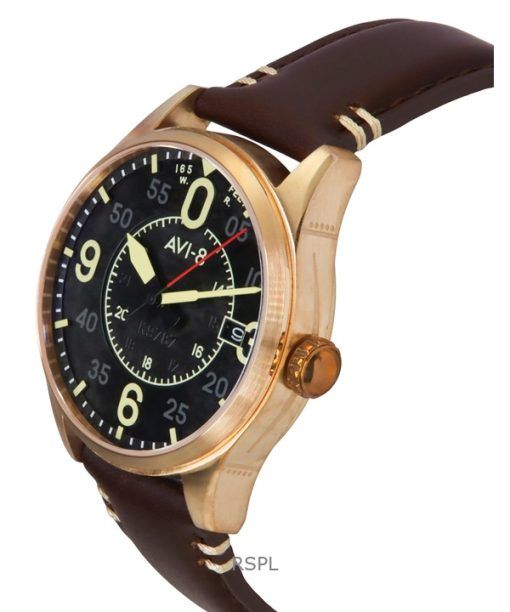 AVI-8 Spitfire Smith Brown Leather Strap Black Dial Automatic AV-4090-06 Men's Watch