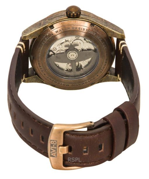 AVI-8 Spitfire Smith Oxidized Bronze Brown Leather Strap Grey Luminous Dial Automatic AV-4090-07 Men's Watch