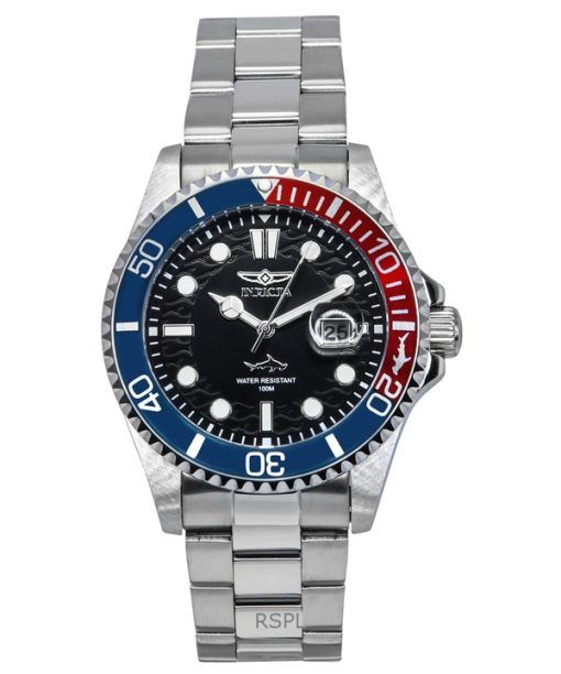 Invicta Pro Diver Stainless Steel Black Dial Pepsi Bezel Quartz 44708 100M Men's Watch