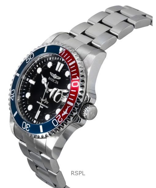 Invicta Pro Diver Stainless Steel Black Dial Pepsi Bezel Quartz 44708 100M Men's Watch