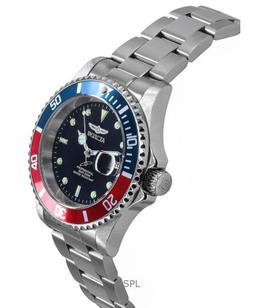 Invicta Pro Diver Stainless Steel Black Dial Pepsi Bezel Quartz 47354 200M Men's Watch