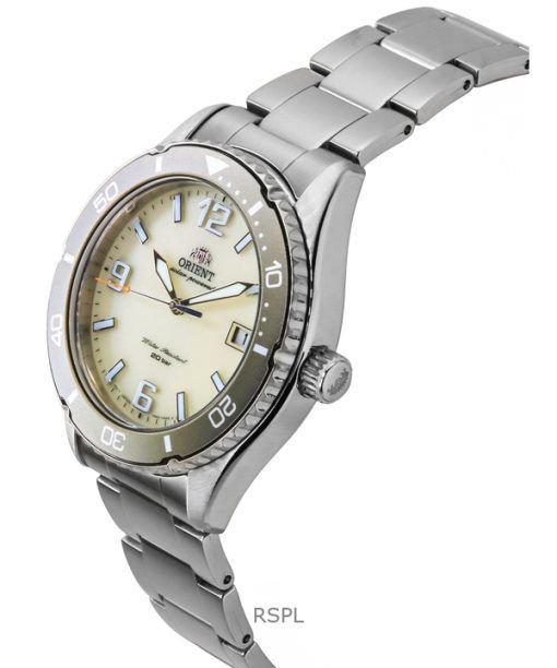 Orient Mako III Stainless Steel Ivory Dial Solar Diver's RA-WJ0003S 200M Men's Watch