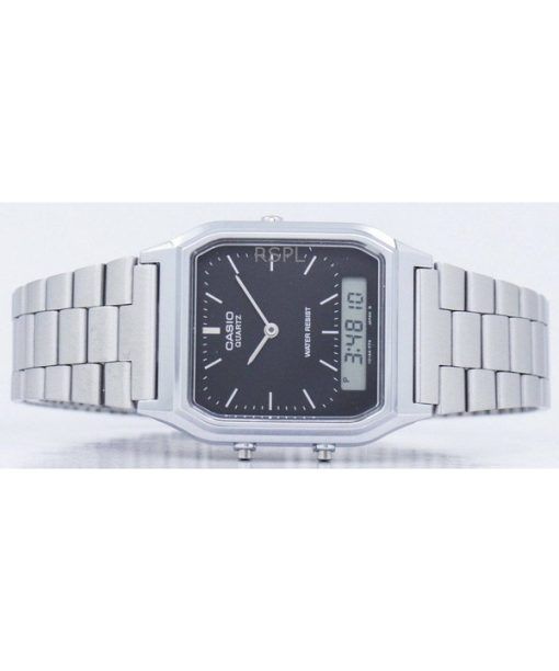 Refurbished Casio Vintage Analog Digital Stainless Steel Black Dial AQ-230A-1DHDF Unisex Watch
