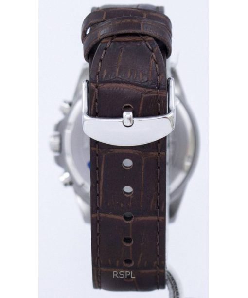 Refurbished Casio Edifice Analog Chronograph Leather Strap White Dial Quartz EFR-526L-7AV 100M Men's Watch