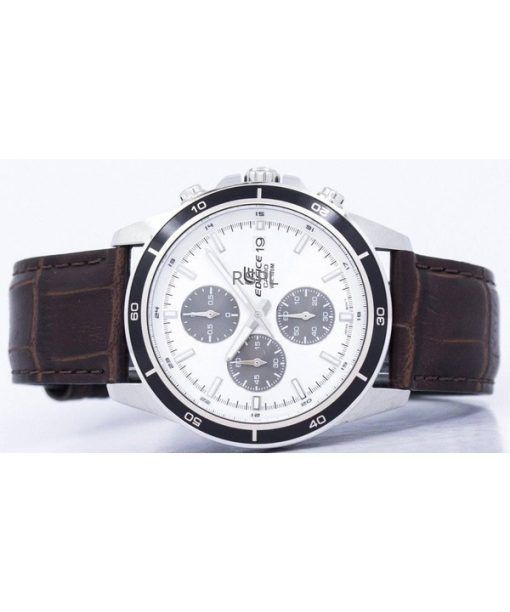 Refurbished Casio Edifice Analog Chronograph Leather Strap White Dial Quartz EFR-526L-7AV 100M Men's Watch