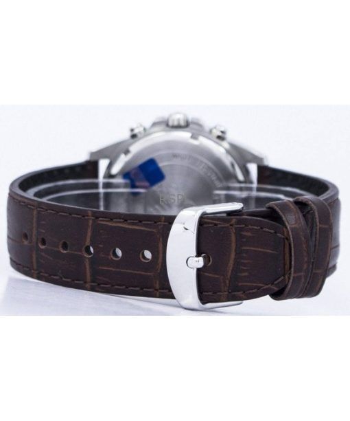 Refurbished Casio Edifice Analog Chronograph Leather Strap White Dial Quartz EFR-526L-7AV 100M Men's Watch