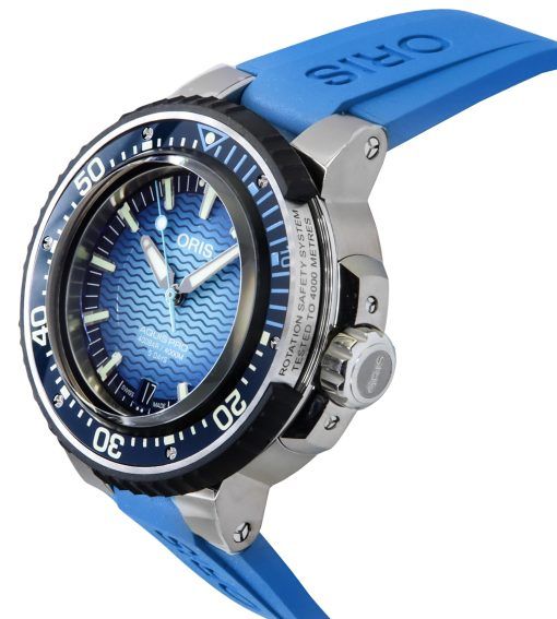 Oris Aquis Pro Rubber Strap Blue Dial Automatic Diver's 01-400-7777-7155-Set 4000M Men's Watch