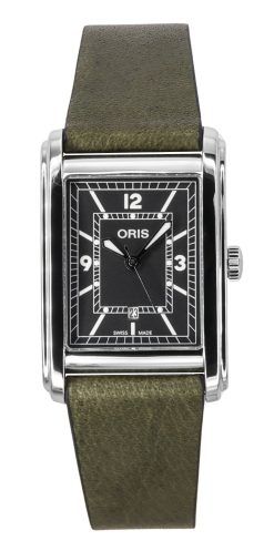 Oris Rectangular Leather Strap Green Dial Automatic 01-561-7783-4063-07-5-19-16 Men's Watch