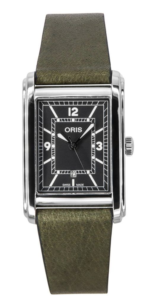 Oris Rectangular Leather Strap Green Dial Automatic 01-561-7783-4063-07-5-19-16 Men's Watch