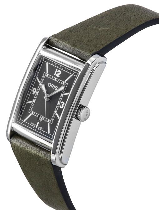 Oris Rectangular Leather Strap Green Dial Automatic 01-561-7783-4063-07-5-19-16 Men's Watch