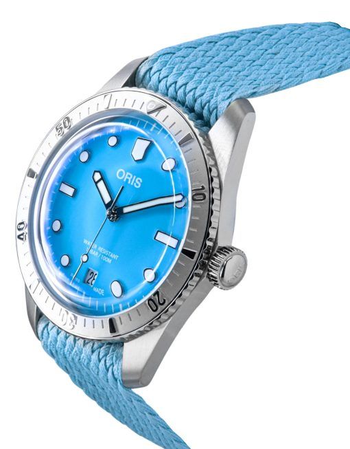 Oris Divers Sixty-Five Cotton Candy Textile Strap Blue Dial Automatic 01-733-7771-4055-07-3-19-02S 100M Unisex Watch