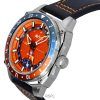 AVI-8 Hawker Hunter Atlas GMT Orangish Red Leather Strap Orange Dial Automatic AV-4122-06 Men's Watch