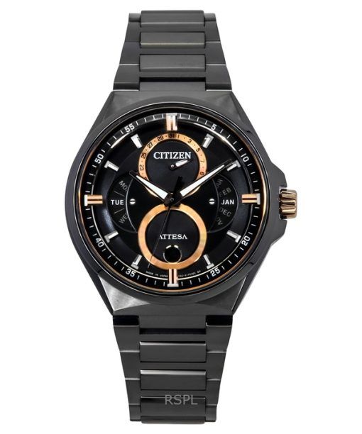 Citizen Attesa Moon Phase Super Titanium Black Dial Eco-Drive BU0065-64E 100M Men's Watch