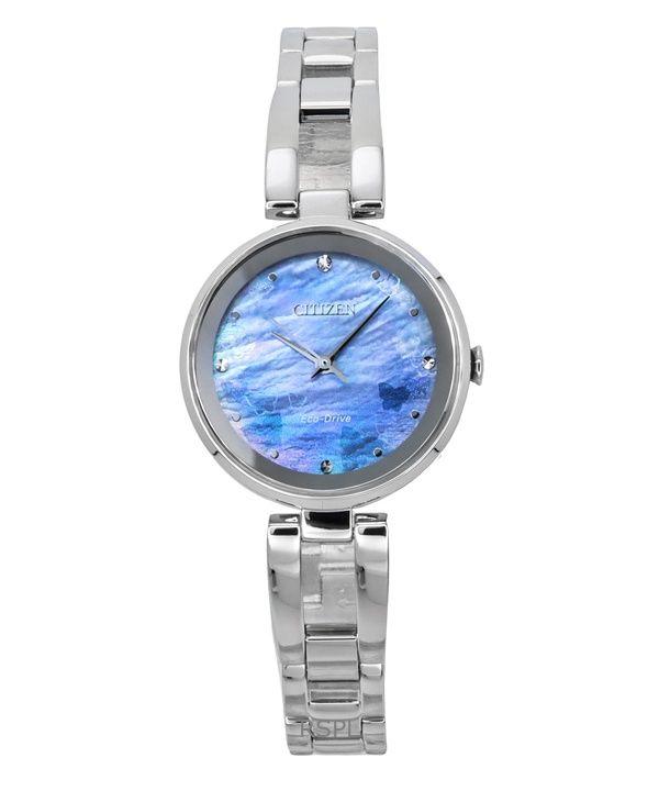 Citizen Eco-Drive Stainless Steel Beginning Blue Mother of Pear Dial EM0801-85N Women's Watch