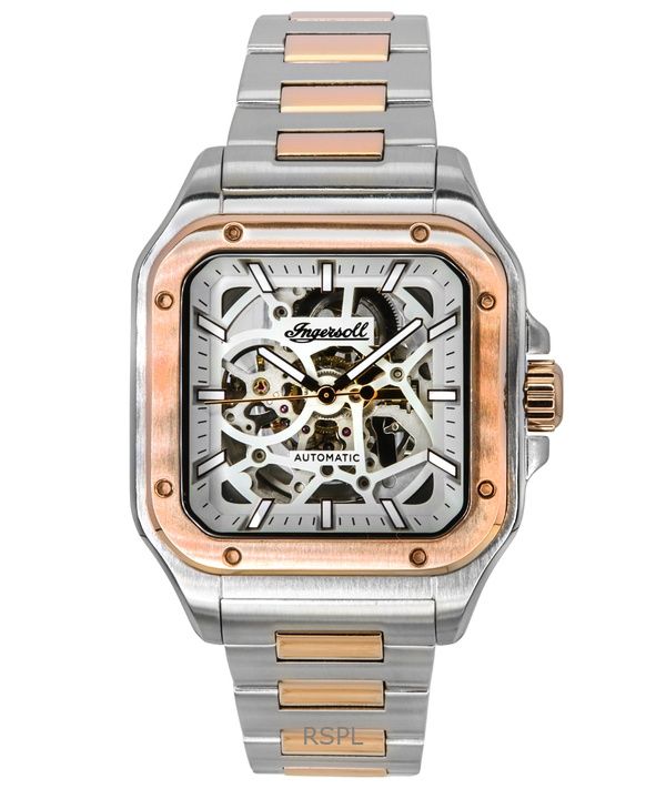 Ingersoll The Ollie Two Tone Stainless Steel Grey Skeleton Dial Automatic I14502 Men's Watch