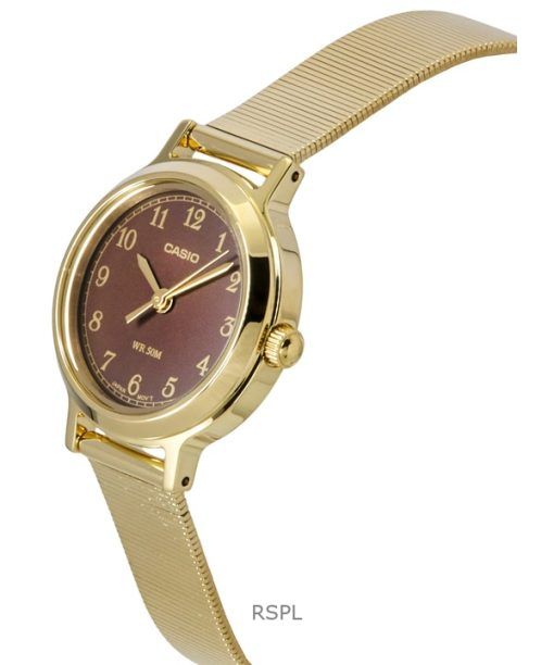 Casio Standard Analog Gold Tone Stainless Steel Brown Dial Quartz LTP-B170G-5BV Women's Watch