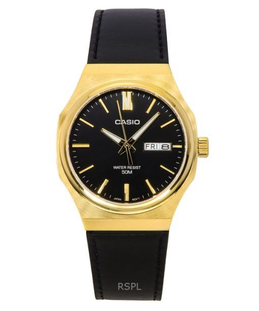 Casio Standard Analog Leather Strap Black Dial Quartz MTP-E735GL-1AV Men's Watch