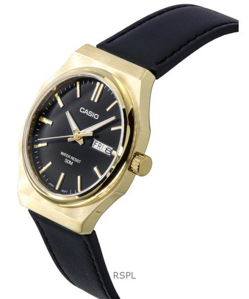 Casio Standard Analog Leather Strap Black Dial Quartz MTP-E735GL-1AV Men's Watch