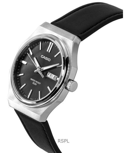 Casio Standard Analog Leather Strap Grey Dial Quartz MTP-E735L-8AV Men's Watch
