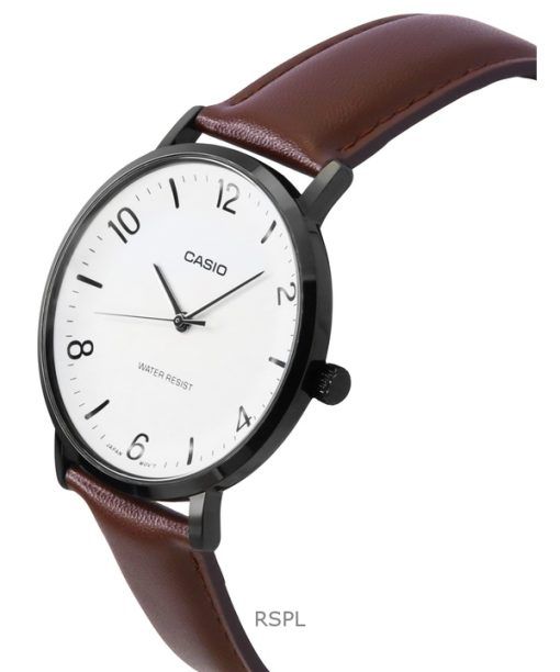 Casio Standard Analog Leather Strap White Dial Quartz MTP-VT03BL-7B Men's Watch