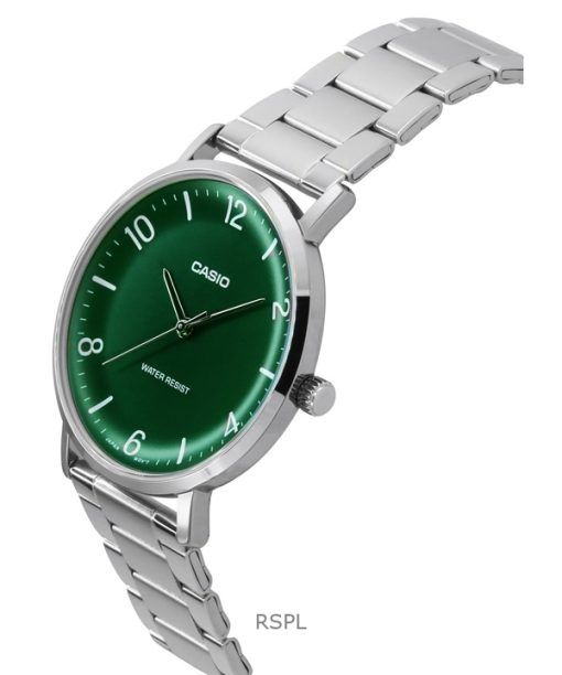 Casio Standard Analog Stainless Steel Green Dial Quartz MTP-VT03D-3B Men's Watch