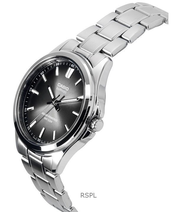 Casio Standard Analog Stainless Steel Black Dial Solar MTS-RS100D-1AV Men's Watch