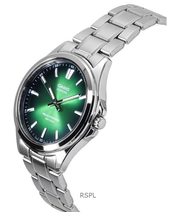 Casio Standard Analog Stainless Steel Green Dial Solar MTS-RS100D-3AV Men's Watch