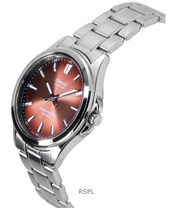 Casio Standard Analog Stainless Steel Brown Dial Solar MTS-RS100D-5A Men's Watch